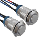 12mm Latching/Momentary Push Button Switch Pre-Wired 150mm High Head Stainless Steel Led Waterproof IP65(Pcs of 2) - Blue-Latching